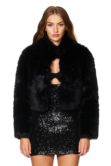 TATIANA FAUX FUR CROP JACKET - Nookie