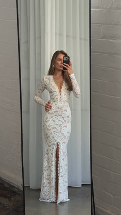 Delphine Lace Halter Gown